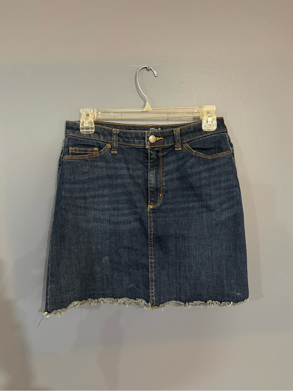 Universal Thread Indigo Denim Mini Skirt with Frayed Hem